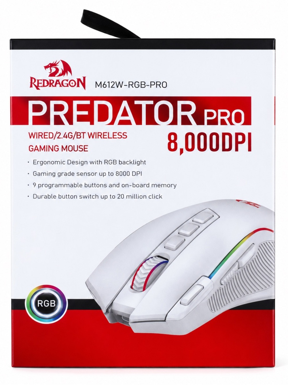 NEW Redragon M612W RGB PRO Predator Pro Gaming Mouse Wireless And Bluetooth